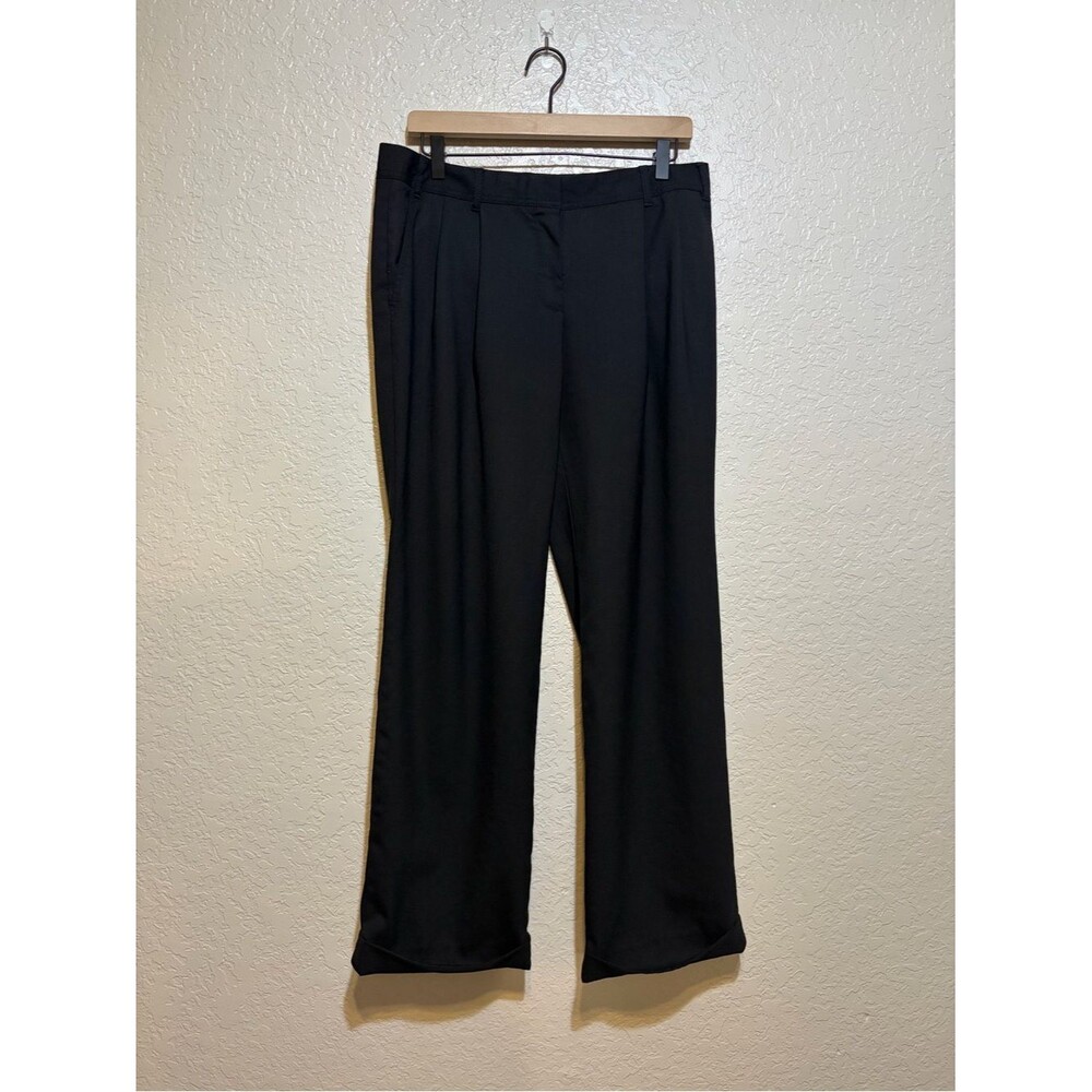 Tory Burch Black Pleated Wool Blend Trousers